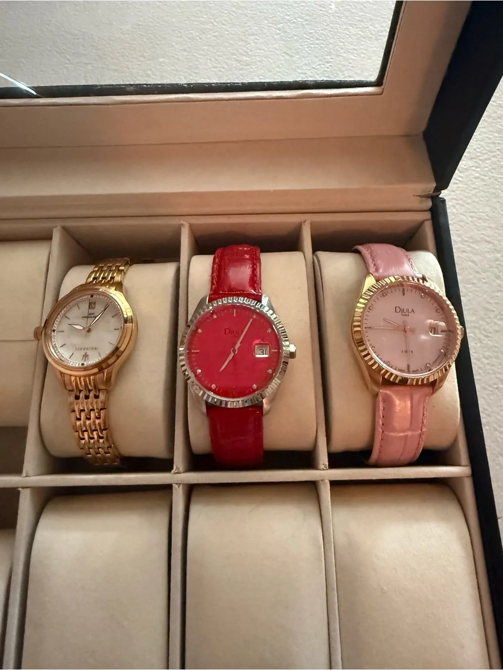 Red Women's Watch with Silver Case - Dior Style